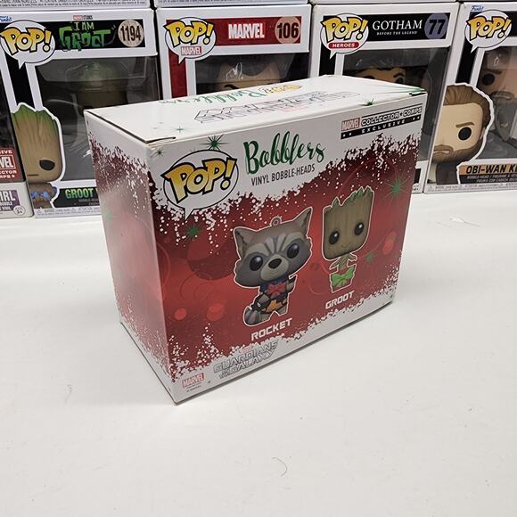 Funko Pop! Marvel Bobblers Groot/Rocket Collectors Corp Xmas Exclusive 2-Pack - Picture 3 of 9